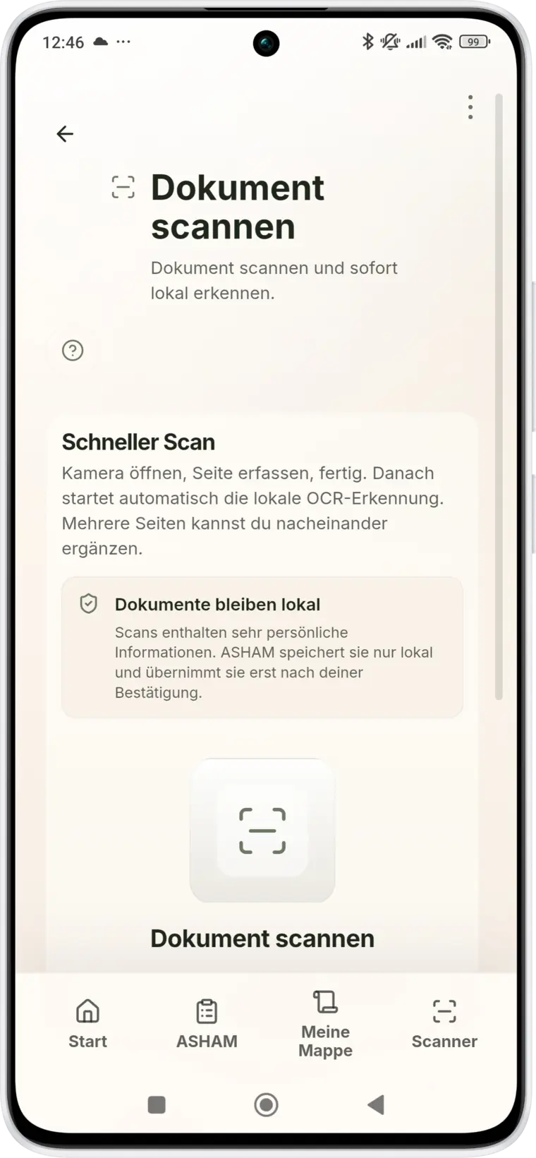 Aktueller ASHAM Dokumentenscanner mit lokaler OCR-Erkennung