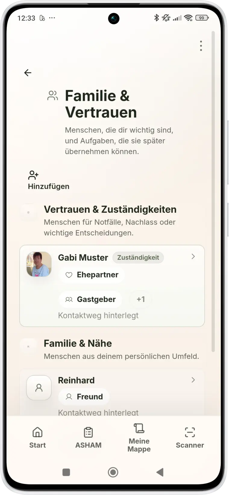ASHAM Ansicht Familie und Vertrauen mit Zust&auml;ndigkeiten