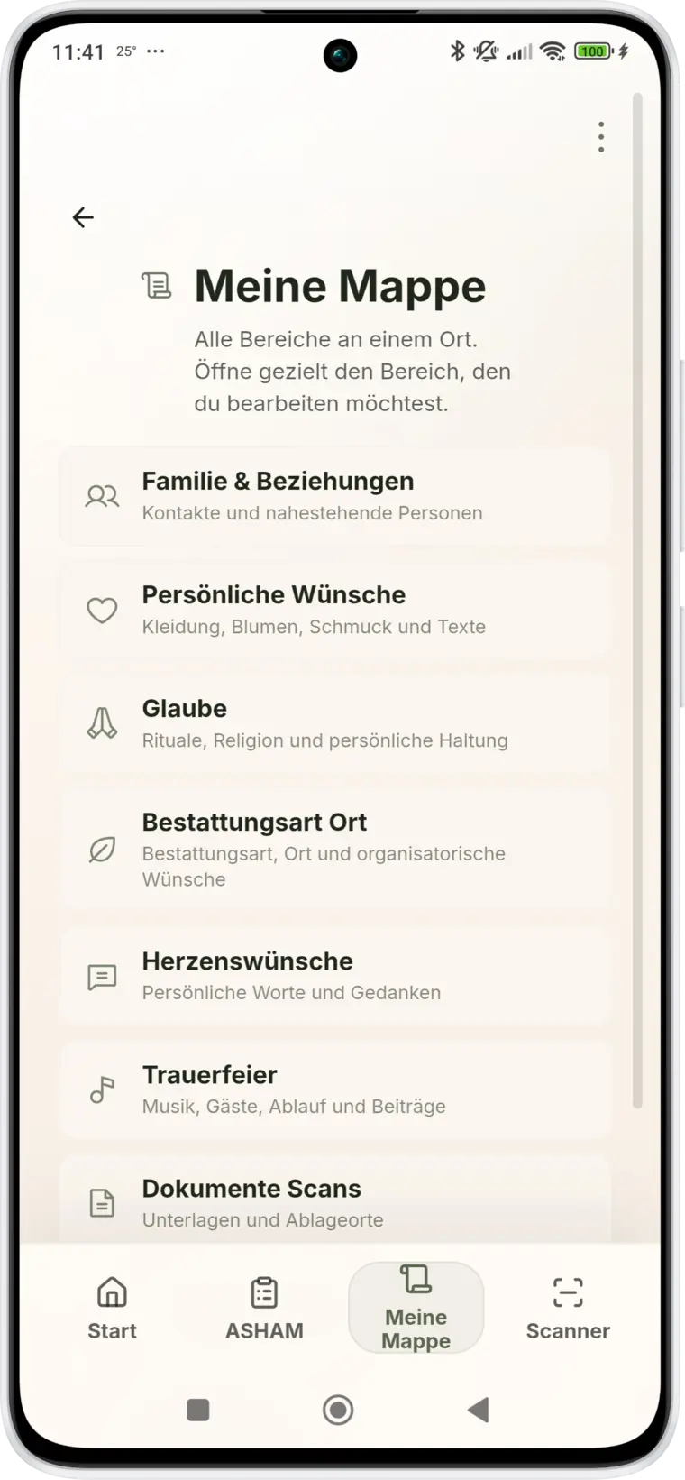 Aktuelle ASHAM Ansicht Meine Mappe