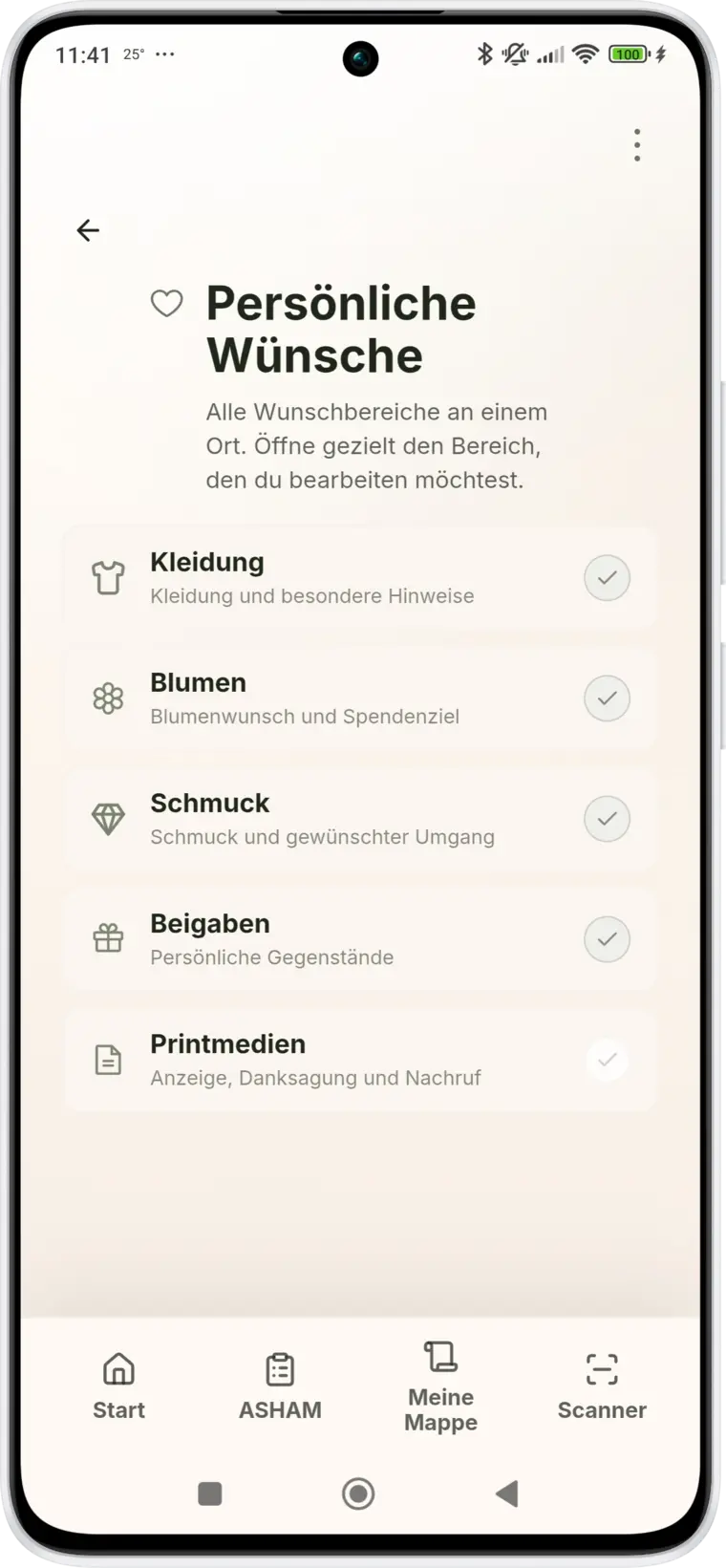 Aktuelle ASHAM Ansicht Pers&ouml;nliche W&uuml;nsche