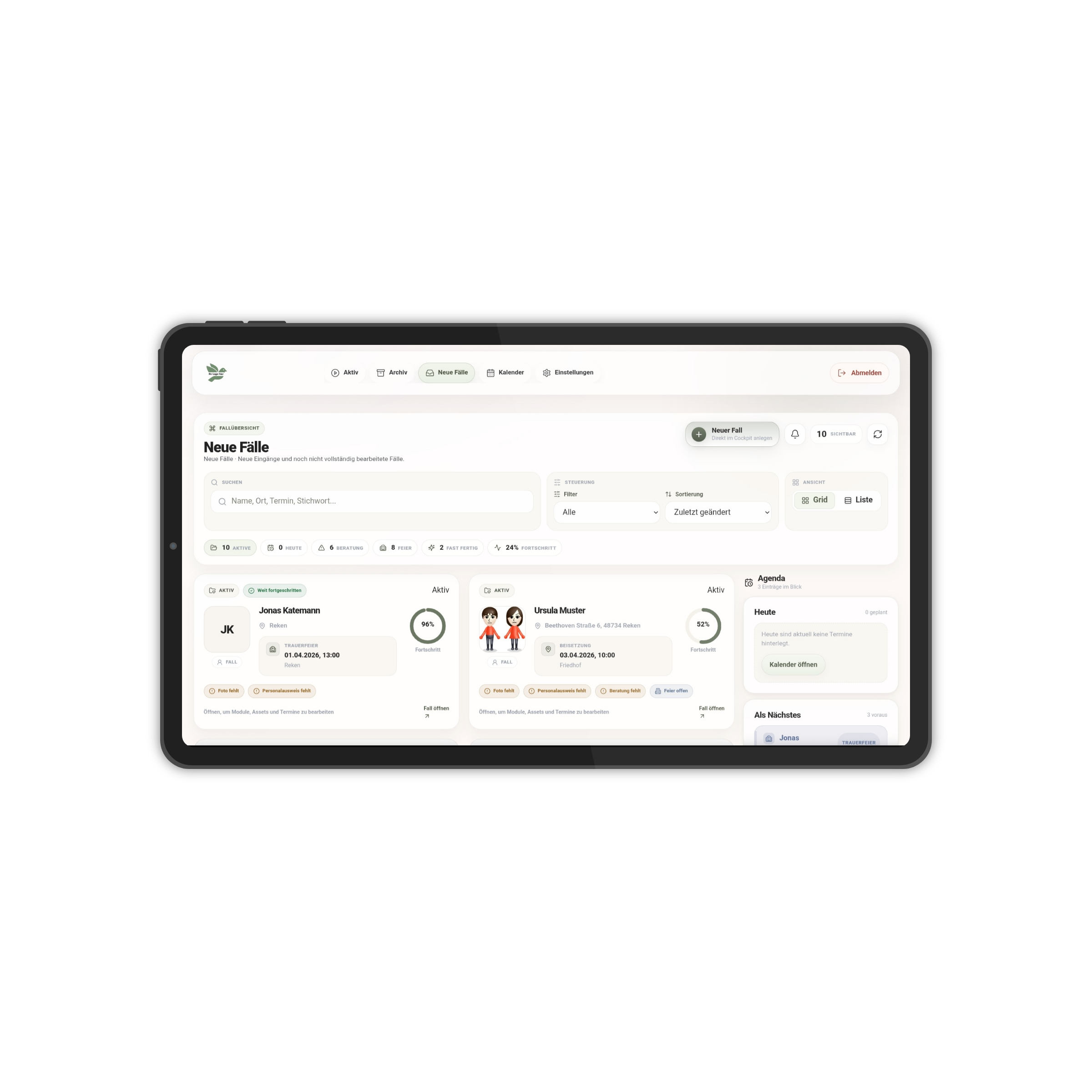 Cockpit Fallübersicht